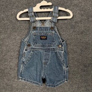 Vtg Y2K Oshkosh B'gosh 3/6 Mos Vestbank Shortfalls Overalls Denim Blue Cotton